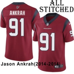 Red Embroidered Jason Ankrah Jersey Houston Texans #91 Stitched Jerseys