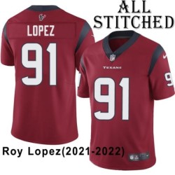 Red Embroidered Roy Lopez Jersey Houston Texans #91 Stitched Jerseys