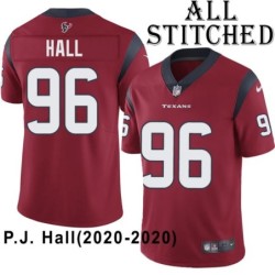 Red Embroidered P.J. Hall Jersey Houston Texans #96 Stitched Jerseys