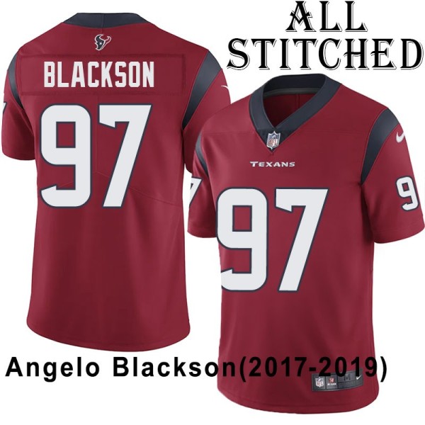 Red Embroidered Angelo Blackson Jersey Houston Texans #97 Stitched Jerseys