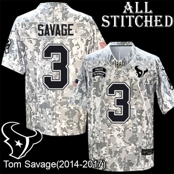 Camo EmbroideCamo Tom Savage Jersey Houston Texans #3 Stitched Jerseys