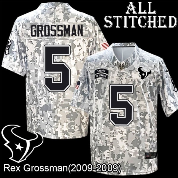Camo EmbroideCamo Rex Grossman Jersey Houston Texans #5 Stitched Jerseys