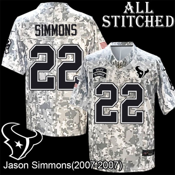 Camo EmbroideCamo Jason Simmons Jersey Houston Texans #22 Stitched Jerseys