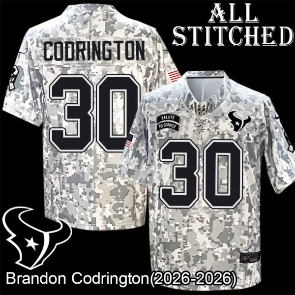Camo EmbroideCamo Brandon Codrington Jersey Houston Texans #30 Stitched Jerseys