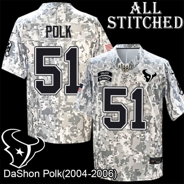 Camo EmbroideCamo DaShon Polk Jersey Houston Texans #51 Stitched Jerseys