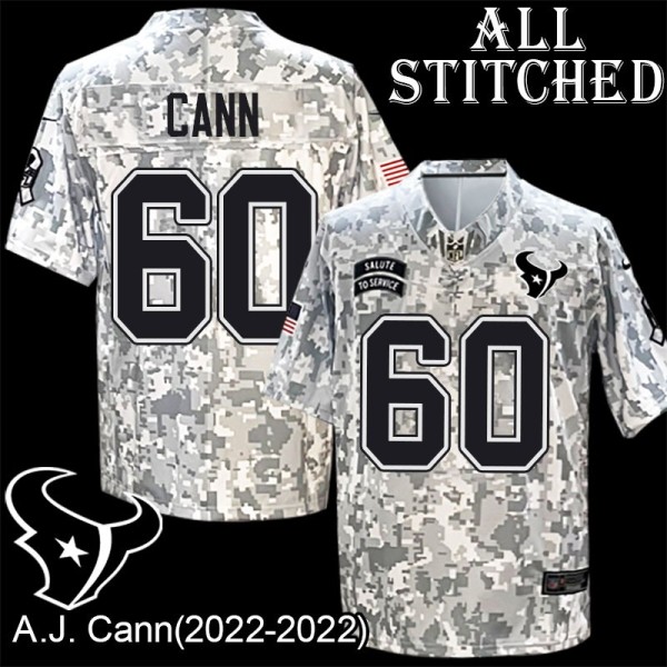 Camo EmbroideCamo A.J. Cann Jersey Houston Texans #60 Stitched Jerseys