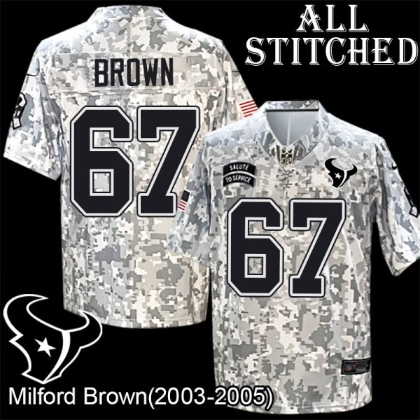 Camo EmbroideCamo Milford Brown Jersey Houston Texans #67 Stitched Jerseys