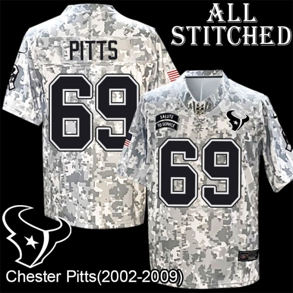 Camo EmbroideCamo Chester Pitts Jersey Houston Texans #69 Stitched Jerseys
