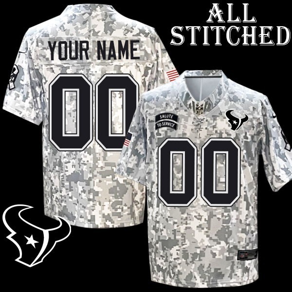 Camo Customized EmbroideCamo Houston Texans Custom Jersey Stitched ANY PATCH