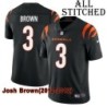 Black Home Embroidered Josh Brown Cincinnati Bengals #3 Stitched Jersey