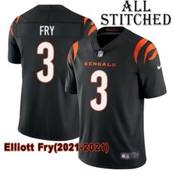 Black Home Embroidered Elliott Fry Cincinnati Bengals #3 Stitched Jersey