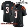 Black Home Embroidered Elliott Fry Cincinnati Bengals #3 Stitched Jersey