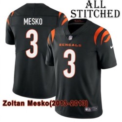 Black Home Embroidered Zoltan Mesko Cincinnati Bengals #3 Stitched Jersey