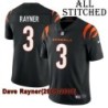 Black Home Embroidered Dave Rayner Cincinnati Bengals #3 Stitched Jersey