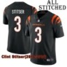 Black Home Embroidered Clint Stitser Cincinnati Bengals #3 Stitched Jersey