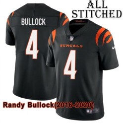 Black Home Embroidered Randy Bullock Cincinnati Bengals #4 Stitched Jersey