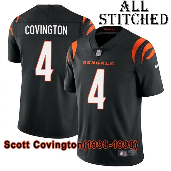 Black Home Embroidered Scott Covington Cincinnati Bengals #4 Stitched Jersey