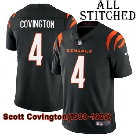 Black Home Embroidered Scott Covington Cincinnati Bengals #4 Stitched Jersey