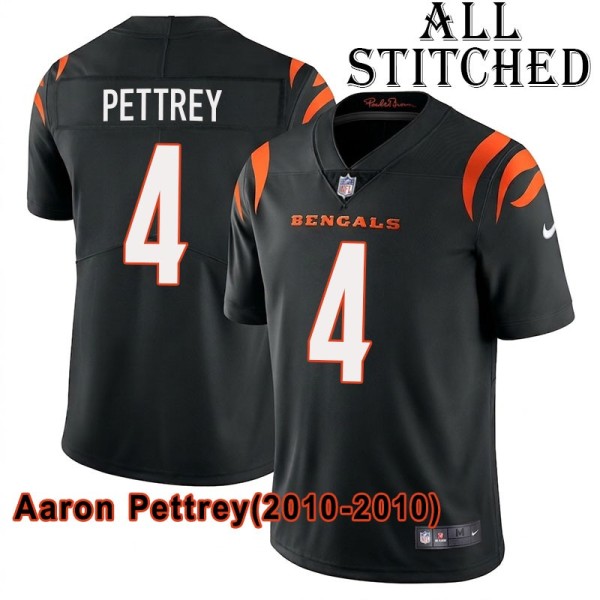 Black Home Embroidered Aaron Pettrey Cincinnati Bengals #4 Stitched Jersey
