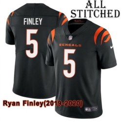 Black Home Embroidered Ryan Finley Cincinnati Bengals #5 Stitched Jersey