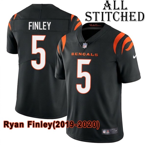 Black Home Embroidered Ryan Finley Cincinnati Bengals #5 Stitched Jersey