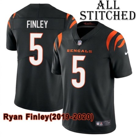 Black Home Embroidered Ryan Finley Cincinnati Bengals #5 Stitched Jersey