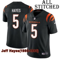 Black Home Embroidered Jeff Hayes Cincinnati Bengals #5 Stitched Jersey
