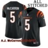 Black Home Embroidered A.J. McCarron Cincinnati Bengals #5 Stitched Jersey