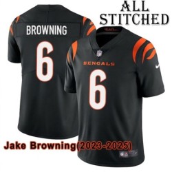Black Home Embroidered Jake Browning Cincinnati Bengals #6 Stitched Jersey