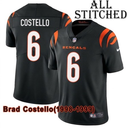 Black Home Embroidered Brad Costello Cincinnati Bengals #6 Stitched Jersey