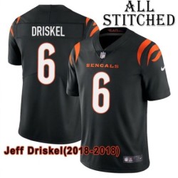 Black Home Embroidered Jeff Driskel Cincinnati Bengals #6 Stitched Jersey