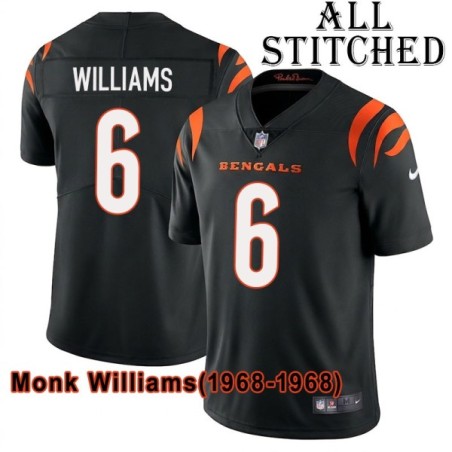 Black Home Embroidered Monk Williams Cincinnati Bengals #6 Stitched Jersey