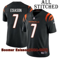 Black Home Embroidered Boomer Esiason Cincinnati Bengals #7 Stitched Jersey