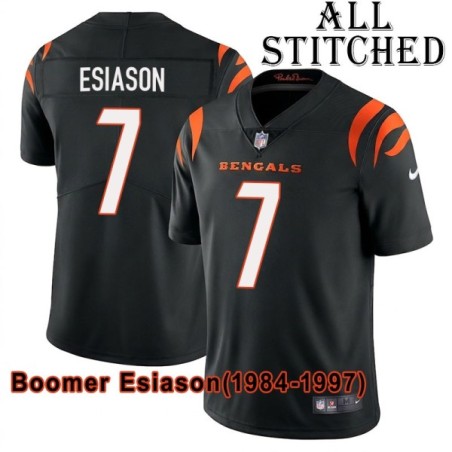Black Home Embroidered Boomer Esiason Cincinnati Bengals #7 Stitched Jersey