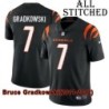 Black Home Embroidered Bruce Gradkowski Cincinnati Bengals #7 Stitched Jersey