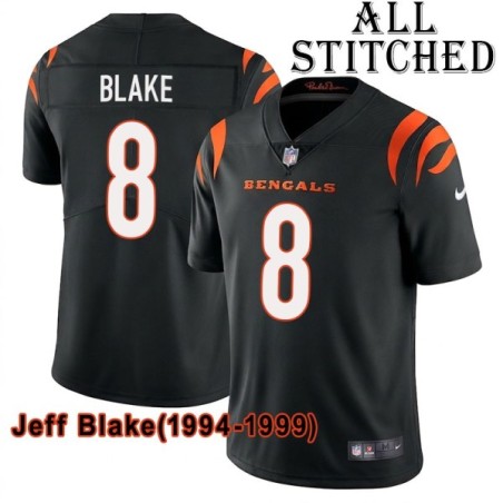 Black Home Embroidered Jeff Blake Cincinnati Bengals #8 Stitched Jersey