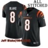 Black Home Embroidered Jeff Blake Cincinnati Bengals #8 Stitched Jersey
