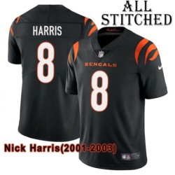 Black Home Embroidered Nick Harris Cincinnati Bengals #8 Stitched Jersey