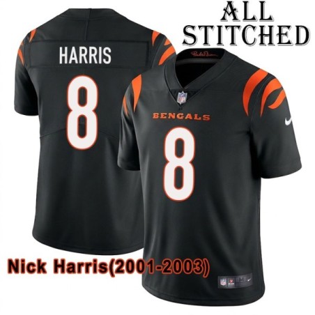 Black Home Embroidered Nick Harris Cincinnati Bengals #8 Stitched Jersey