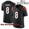Black Home Embroidered Nick Harris Cincinnati Bengals #8 Stitched Jersey