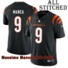 Black Home Embroidered Massimo Manca Cincinnati Bengals #9 Stitched Jersey