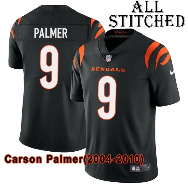 Black Home Embroidered Carson Palmer Cincinnati Bengals #9 Stitched Jersey
