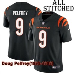 Black Home Embroidered Doug Pelfrey Cincinnati Bengals #9 Stitched Jersey