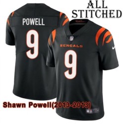 Black Home Embroidered Shawn Powell Cincinnati Bengals #9 Stitched Jersey