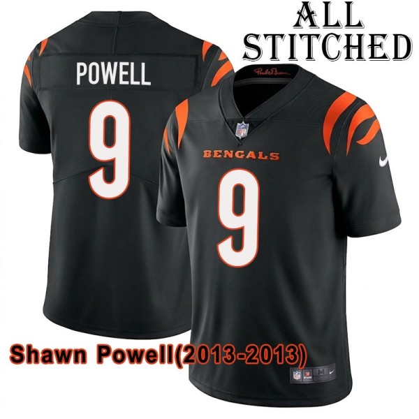 Black Home Embroidered Shawn Powell Cincinnati Bengals #9 Stitched Jersey
