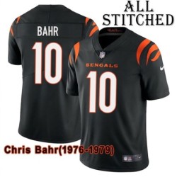 Black Home Embroidered Chris Bahr Cincinnati Bengals #10 Stitched Jersey