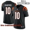 Black Home Embroidered Eric Crabtree Cincinnati Bengals #10 Stitched Jersey