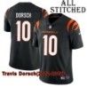 Black Home Embroidered Travis Dorsch Cincinnati Bengals #10 Stitched Jersey