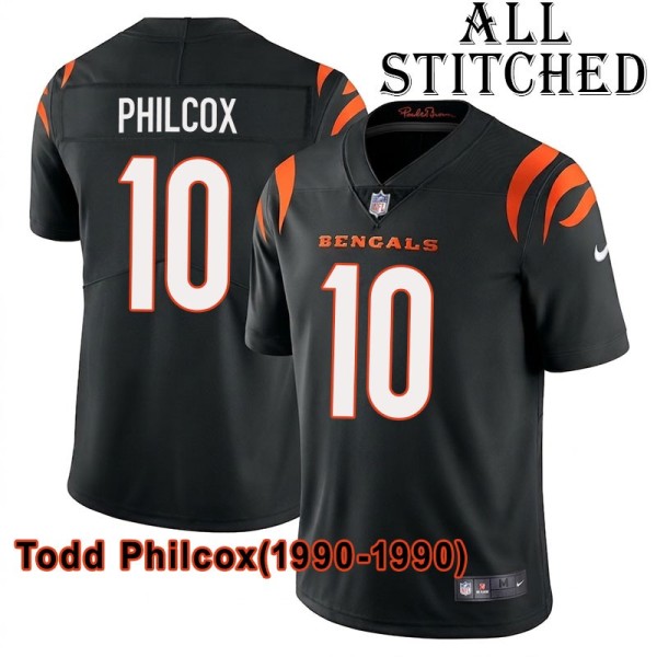 Black Home Embroidered Todd Philcox Cincinnati Bengals #10 Stitched Jersey