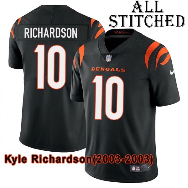 Black Home Embroidered Kyle Richardson Cincinnati Bengals #10 Stitched Jersey